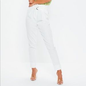 Tall White paper bag waist cigarette pants